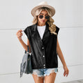 Wishfashion cross-border export  new arrival loose suit collar washed denim vest vest outweartops