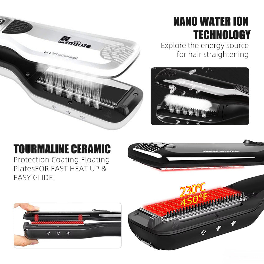 Cross-border steam hair straightener Multifunctional hair straightener Splint Curling iron Straight roll Dual-purpose spray Straight plate clip European standard electrical appliances