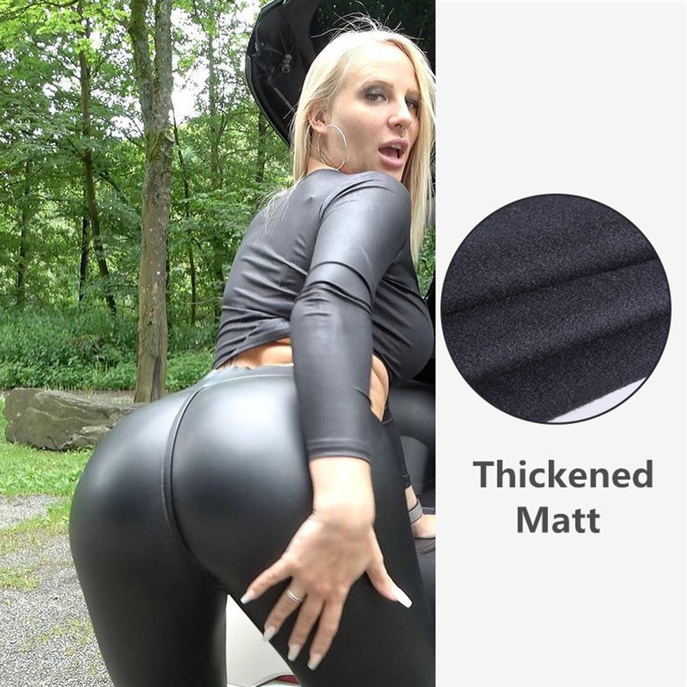 Ins style pu leather pants high waist sexy independent station cross-border hot style multi-color leather pants women's bottom pants women's four-way stretch