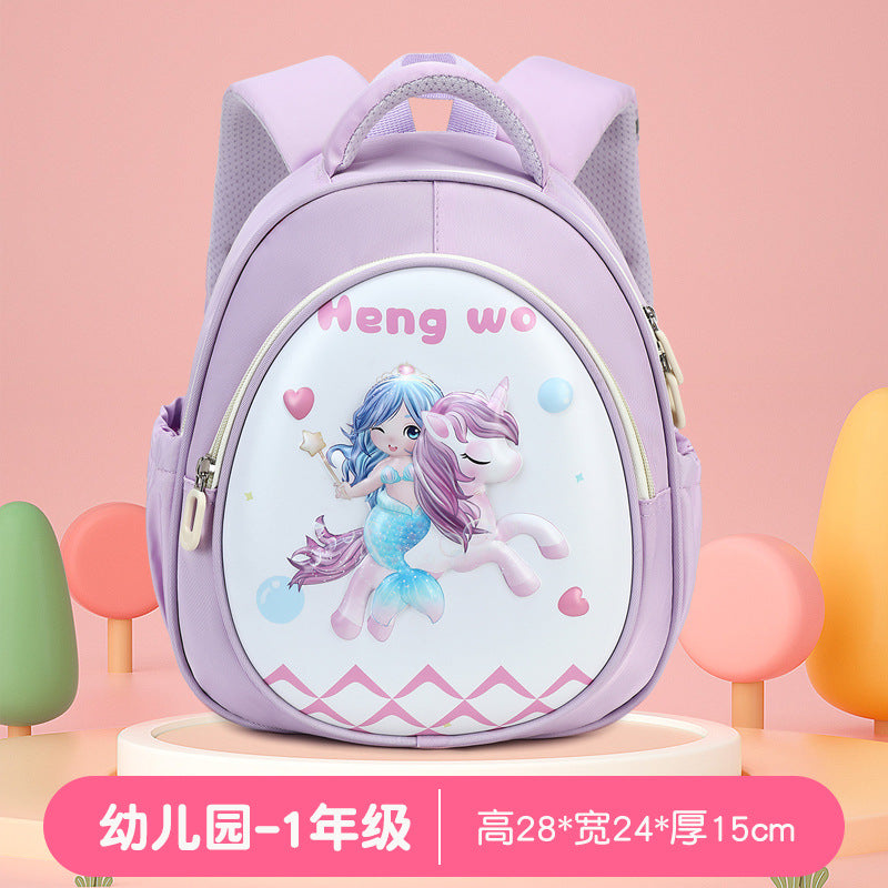 New lightweight kindergarten backpack for boys - cute dinosaur eggshell design - available in small, medium, and large sizes - perfect for preschool, kindergarten, and first grade girls
