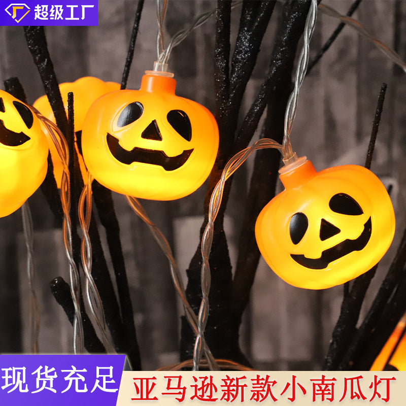 LED Halloween Pumpkin Decorative Light String Battery Box USB Remote Control Atmosphere Ghost Festival Party Skull Ghost Lantern