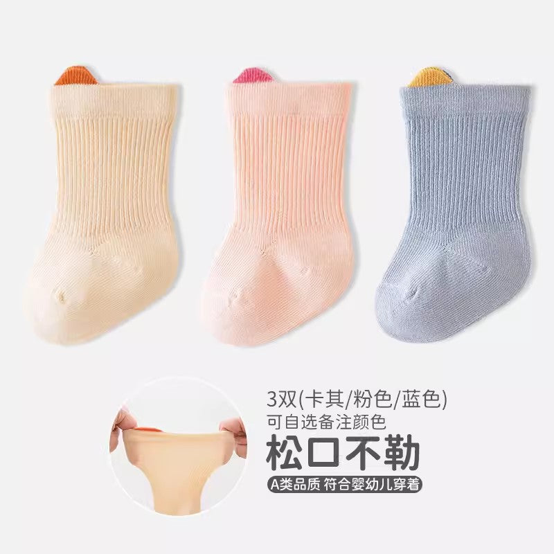 Babylon class a socks combed cotton breathable boneless baby knee socks socks candy color ear lifting newborn socks