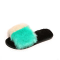 European and american style 2024 autumn/winter plus size color block thickened flat slippers, celebrity-inspired fuzzy slippers for women