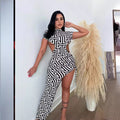 cross-border  fashion summer new printing skirt back cut out side slit drawstring sexydress