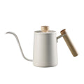 Solid wood handle pour-over kettle, 304 stainless steel coffee dripper with fine spout and measurement markings, coffee brewing tool