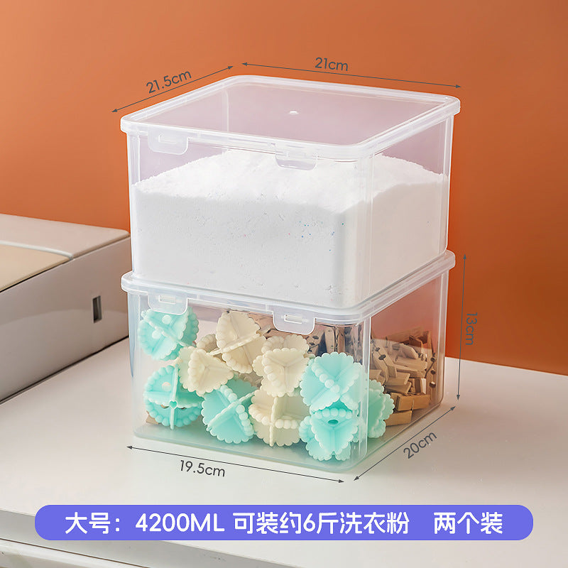 Laundry powder storage box Household laundry ball clothespin storage box Plastic flip cover Laundry bead storage box with measuring cup