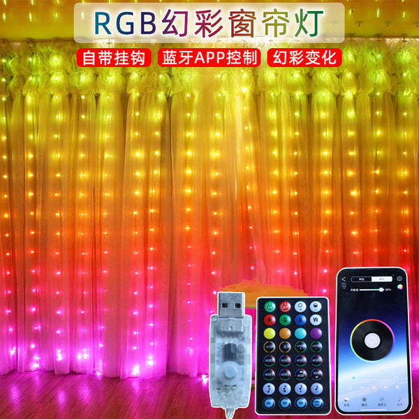 LED Symphony Leather Line Curtain Light Christmas Wedding Decoration USB Bluetooth APP Control RGB Curtain Light String
