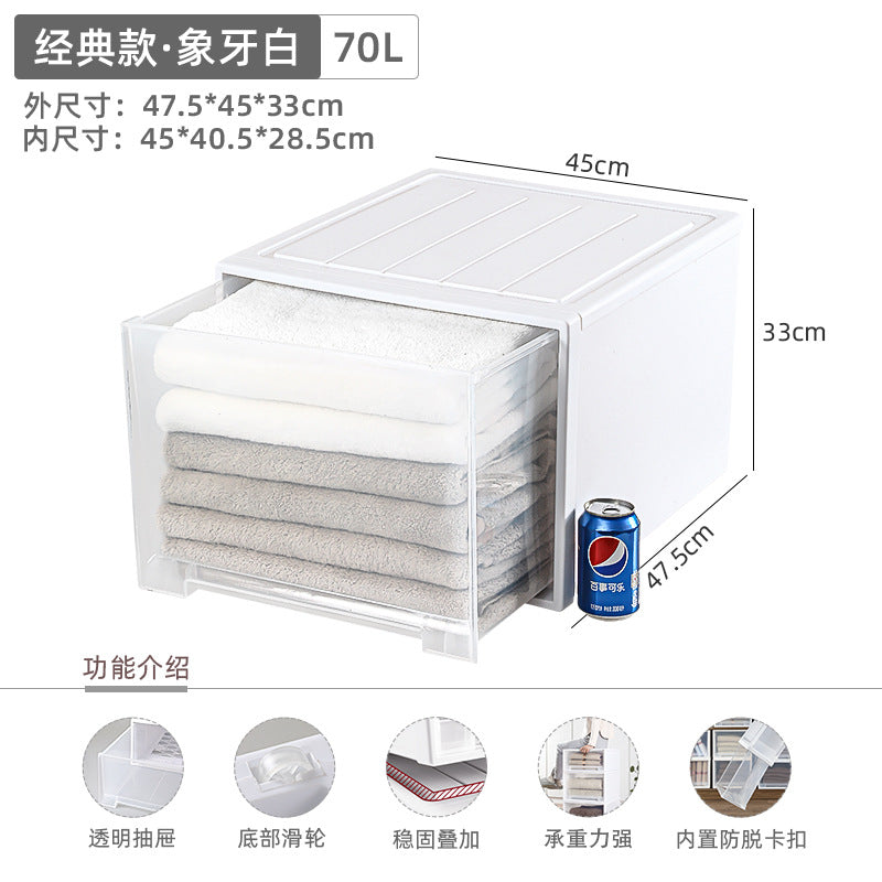 Younai transparent storage cabinet plastic finishing box wardrobe snack storage box clothes clothing drawer storage box