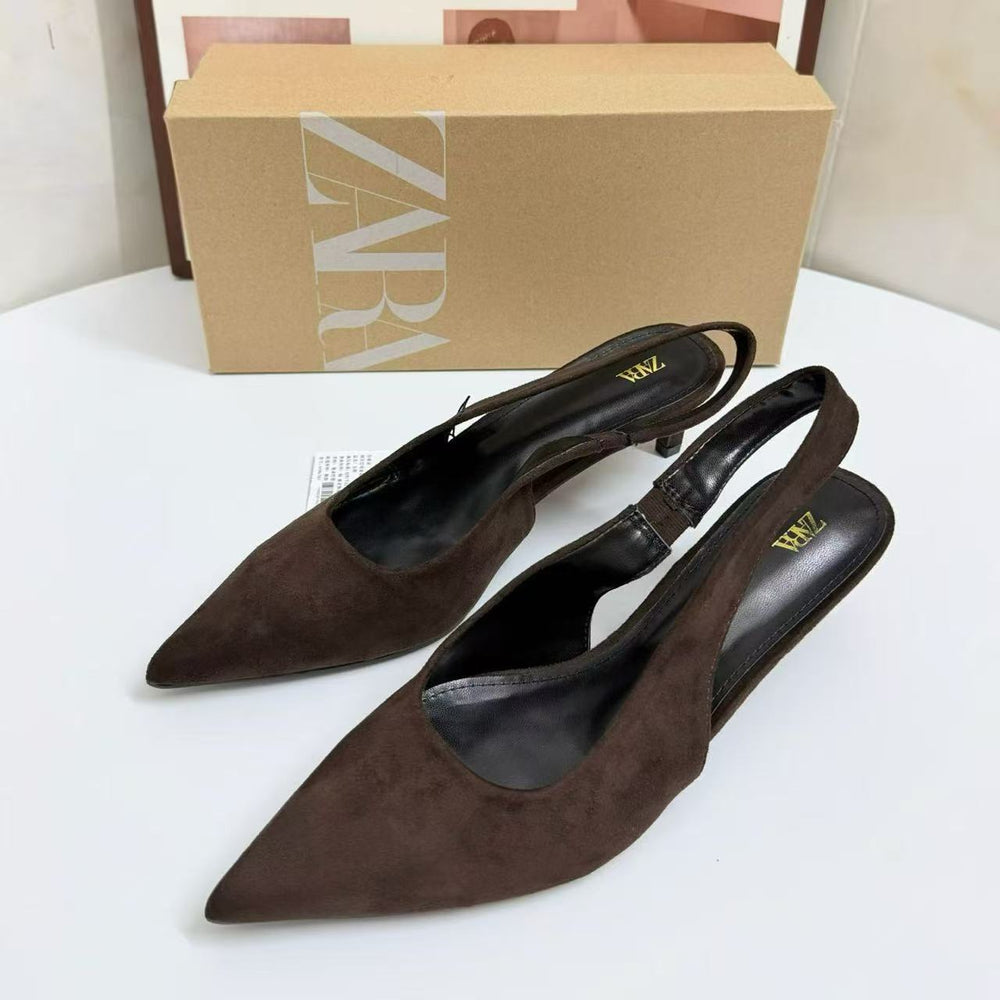 Za2026summernew arrivalcasualelegant high-heeled sandals for women with pointed toe fairy style back strap toe thin heels for women
