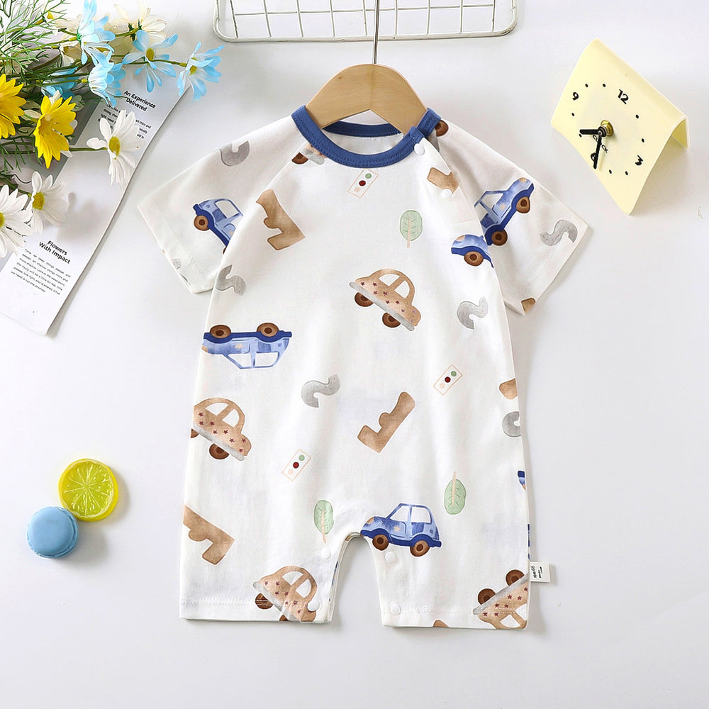 Baby clothes summer thin pure cotton air-conditioning clothes pajamas newborn baby short-sleeved onesie baby outing khaki crawling