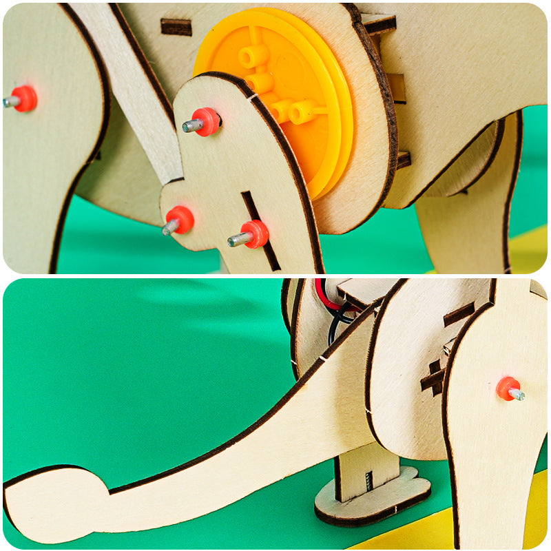 Mechanical Triceratops Technology Small Production Scientific Experiment Wooden Patchwork Model Children's Handmade DIY Creative Invention