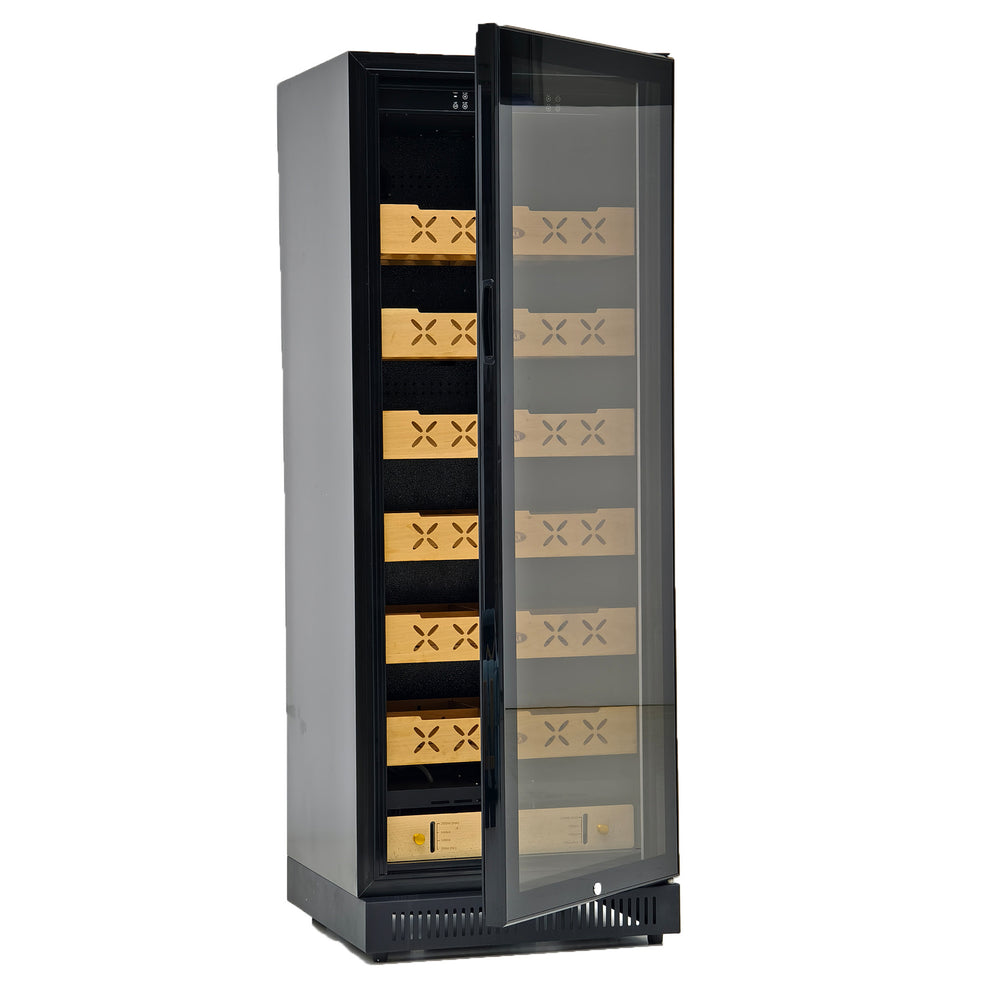 Fesima classy cigar cabinet compressor cigar cabinet mellow cedar wood large capacity fashion black light luxury style moisturizing