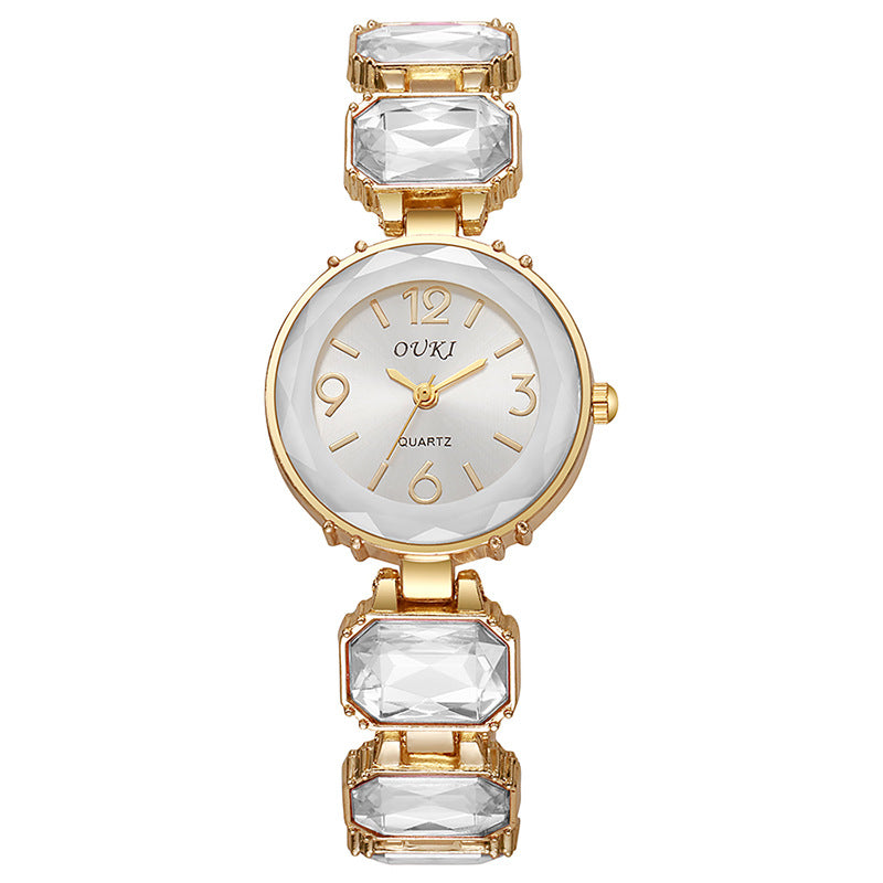 Round dial small square sugar cube niche women's watch diamond-studded candy color new fashion quartz bracelet watch for women