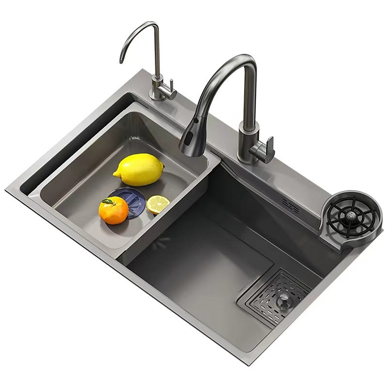 Kitchen sink large single slot honeycomb thickenedsus304 stainless steel for home vegetable basin dishwashing sink countertop middle and lower basin