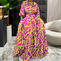 2025 spring amazon plus size women's elegant printed midi skirt fashion set