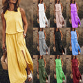 summer new arrivals: cross-border  fashion - european & american style women's sleeveless crew neck dress with slit, available in multiple solid colors