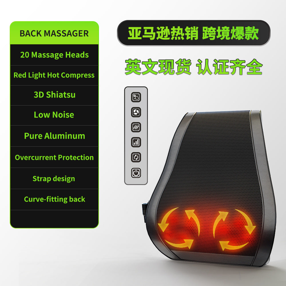 Waist massager english car lumbar support amazon cross-border kneading back shoulder and neck cervical spine massage pillow neck and lumbar spine