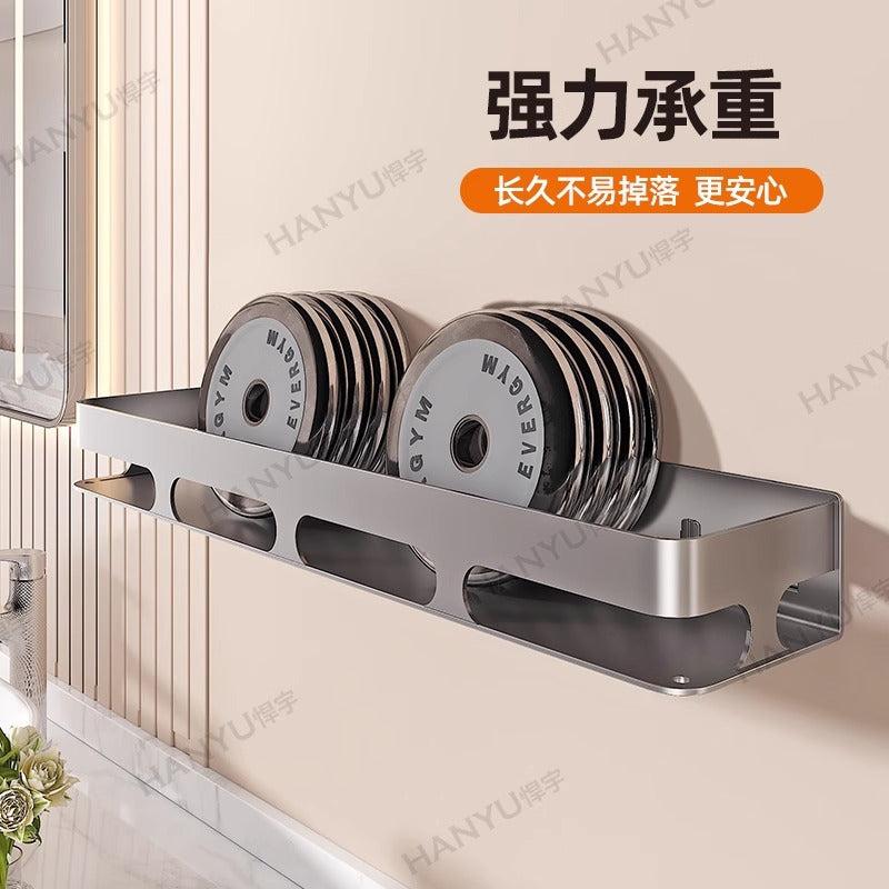 No punching, toilet rack, bathroom shelf, toilet, toilet, toiletries, wall hanging, wall storage rack