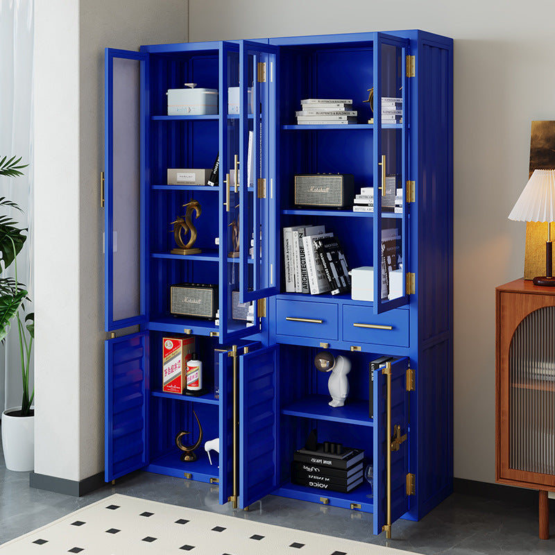 Office File Cabinet Drawer Glass Industrial Wind Iron Cabinet Steel Data File Storage Cabinet Locker