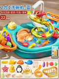 Blue/2-in-1 dishwasher [13 kitchen utensils + 6 fish + 1 rod + slide + pinch duck] + charging