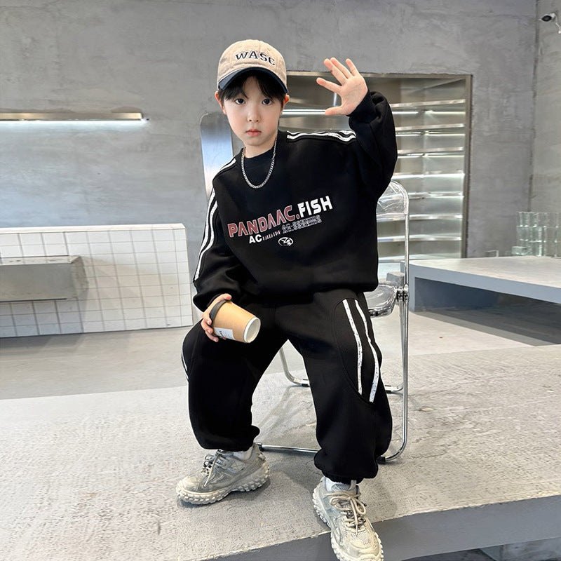 Trendy and edgy boys' two-piece outfit for teens, new spring/autumn  collection, long-sleeved athletic set for students
