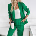Amazon cross-border european and american women's solid color high-end blazer + elastic waist jogger pants fashionable professional suit set