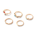 Open gold-plated flower ring set wholesale cross-border alloy jewelry niche diamond-set pair of rings for women diamond