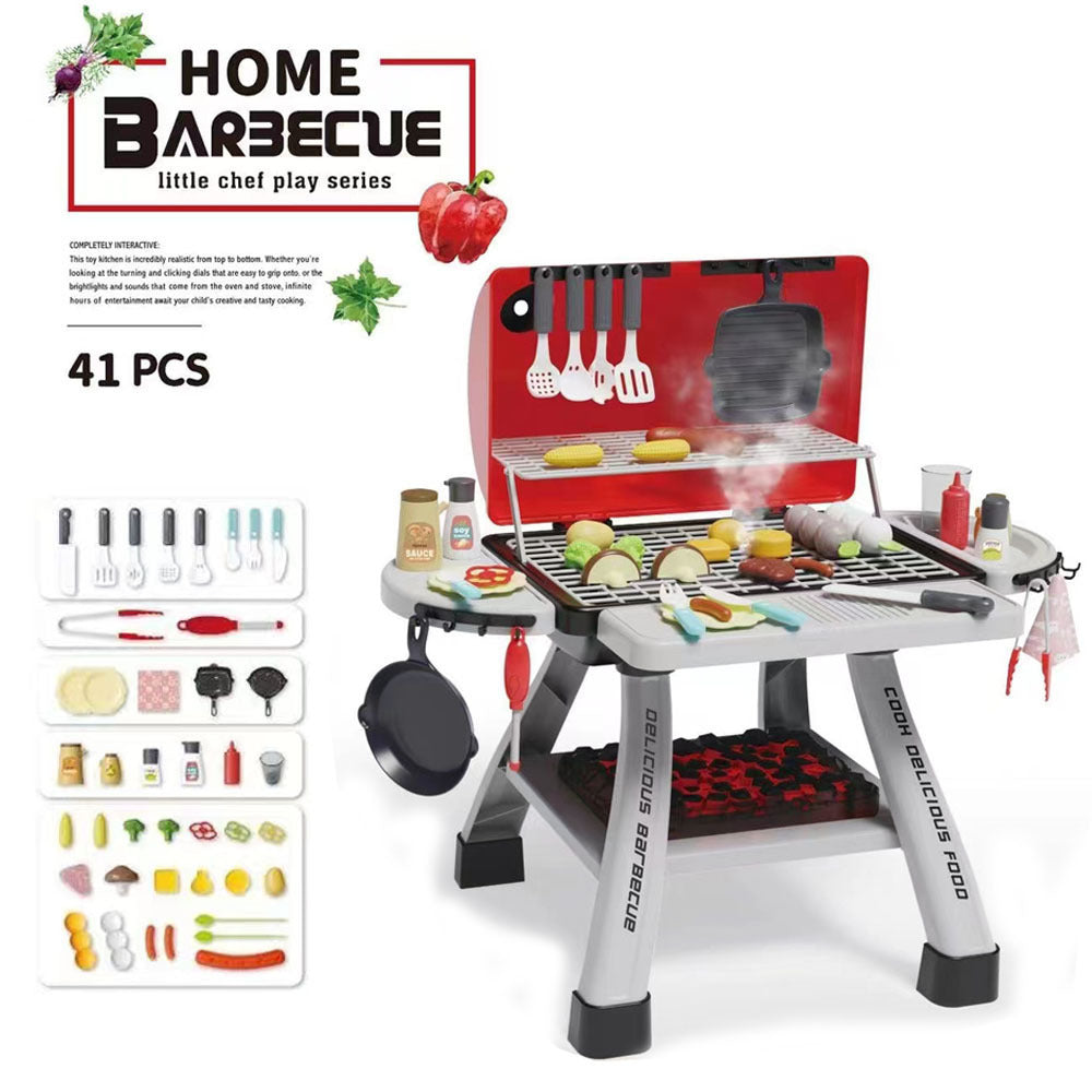 Kids' realistic outdoor cooking spray bbq grill playset - electric bbq oven & utensil set - cross-border toy
