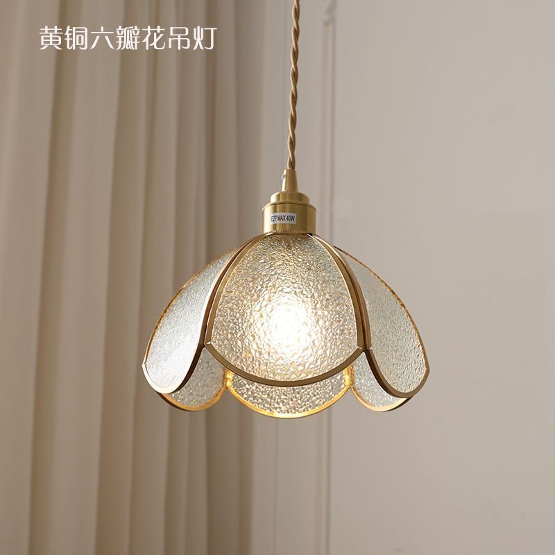 Vintage brass hand-soldered lamp, american style bedside aisle restaurant cafe stained glass pendant light