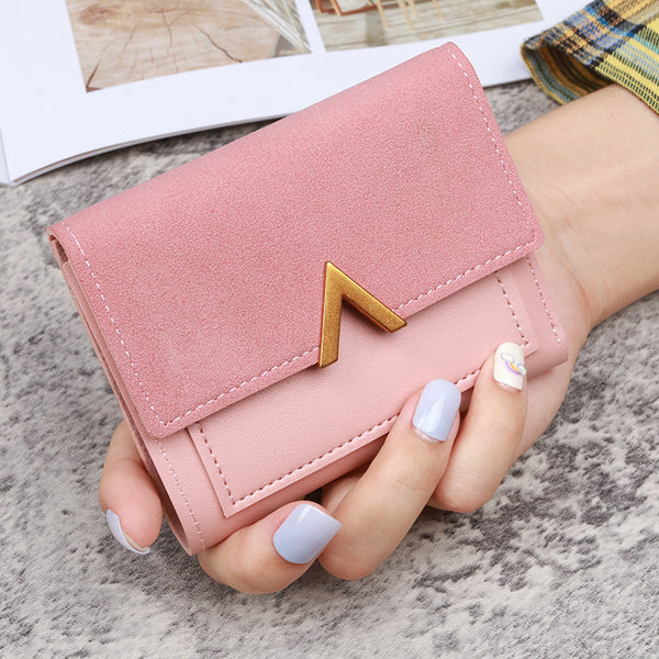 Korean version of the new three-fold women's wallet short retro card bag PU simulation leather simple folding student wallet female