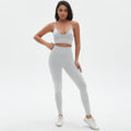 New arrival cross-border seamless pure color tight sexy sling beautiful back yoga suit sports running fitness two-piece set
