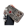 Suitable for iphone 16 glitter pink leopard print phone case apple 17 with beaded chain high-end full cover soft case