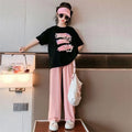 Girls' short-sleeve activewear set - summer  new collection - trendy and stylish summer outfit for girls (sizes for mid-to-large children)
