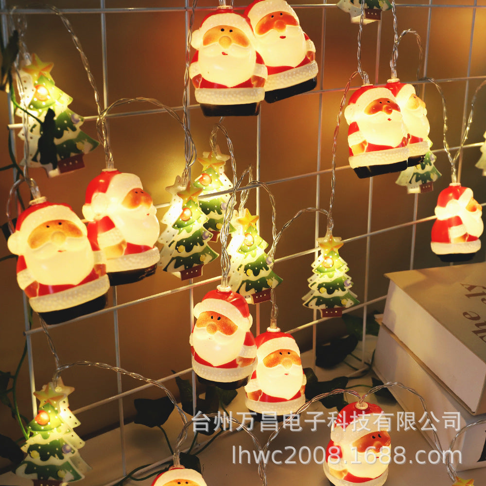 LED Santa Claus Head Light String Outdoor Waterproof Creative Snowman Light String LED Christmas Decoration Flash Light String