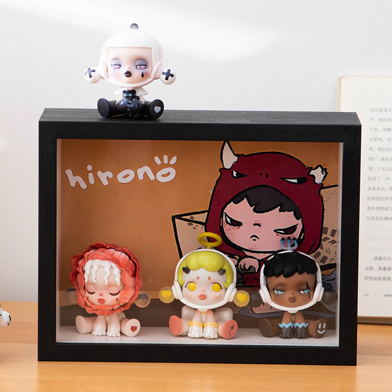POP MART photo frame storage box wall hanging doll blind box display picture frame scene figure storage wholesale hollow