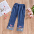 spring/autumn girls' casual embroidered denim fashion pants - korean style, trendy cartoon jeans for toddlers and children
