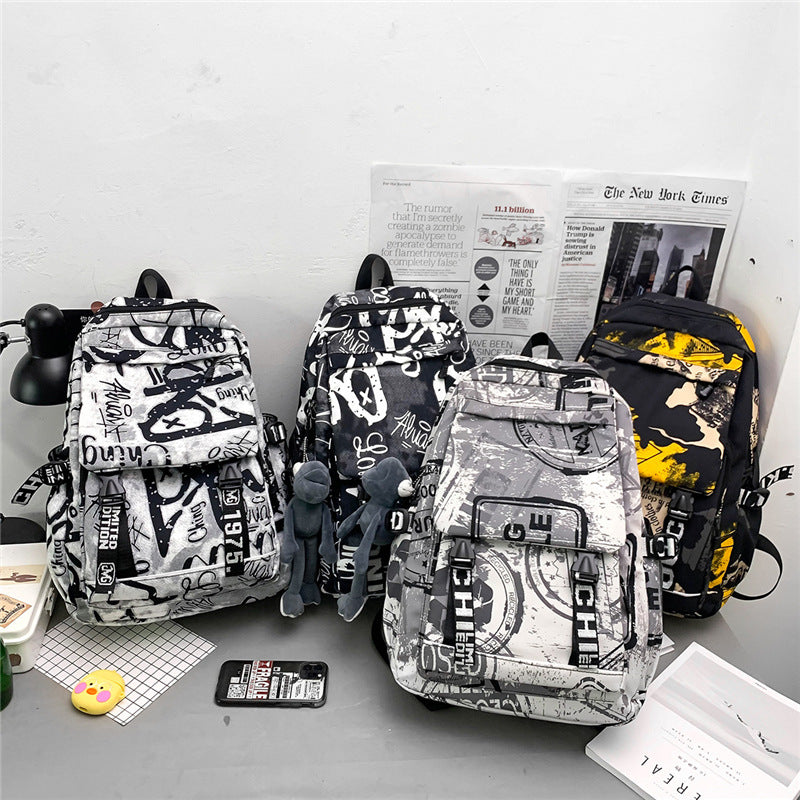 Backpack Women's Japanese Harajuku Large Capacity Junior High School Student School Bag Men's Trendy Cool Casual Versatile Sports Backpack