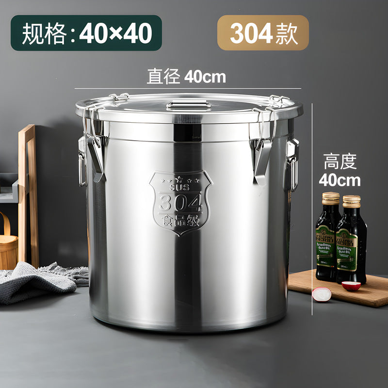 304 stainless steel large capacity rice bucket insect-proof and moisture-proof for homestorage sealed bucket thickened rice barrel flour storage tank