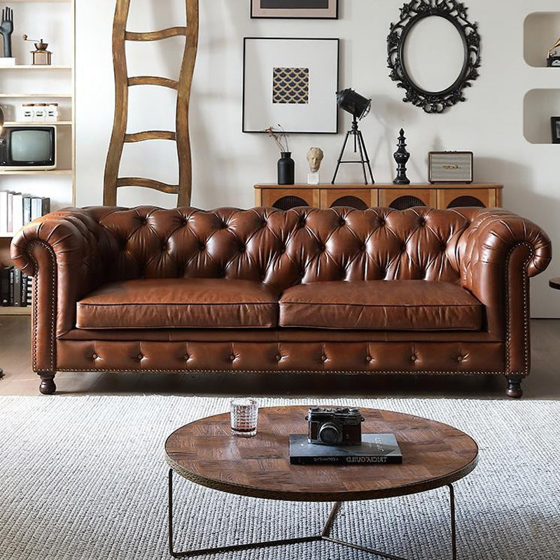 export genuine leather sofa living room european style sofa high-end luxury american retro oil wax leather sofa wholesale