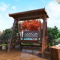 Outdoor swing hanging chair for homeindoor balcony hanging chair outdoor courtyard solid wood swing double three-person rocking chair