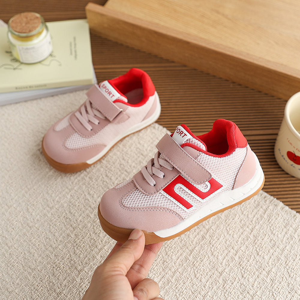 Girls' athletic shoes - new spring/autumn collection - versatile kids' running shoes - trendy color block design - breathable mesh upper - white sneakers for older girls