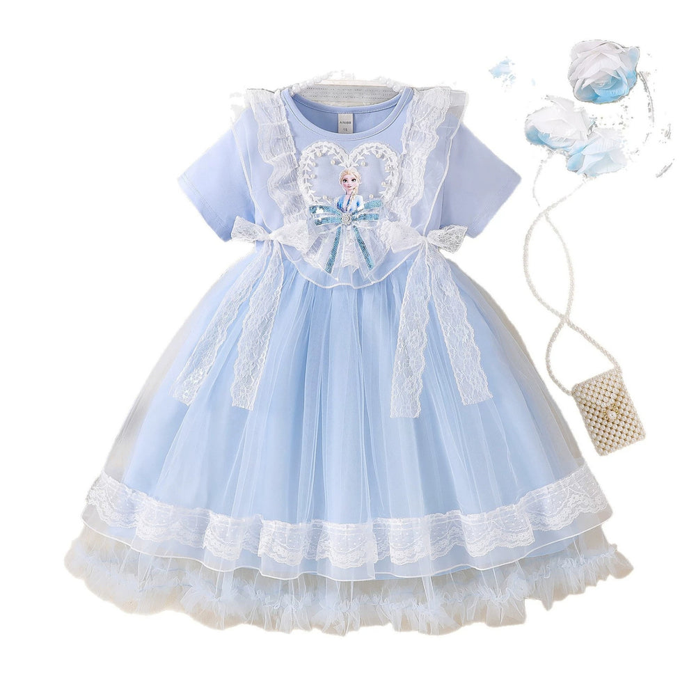 Girls' princess dress - summer kids' stylish & cute elsa long-sleeve tutu dress - little girl's elsa dress