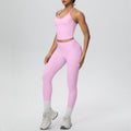 Strappy tank top high-waisted butt-lifting tight yoga set - quick-dry activewear for outdoor leisure, running, and fitness