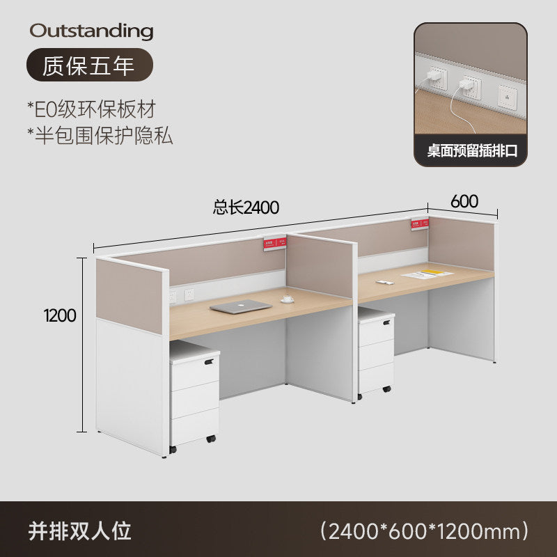 Staff office desk and chair set - minimalist modern office furniture, workstation computer desk, employee desk with partition