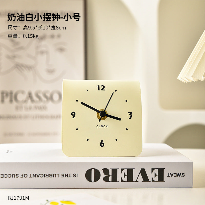 Ins cream style clock ornaments living room bedroom clock desktop decorations for home bedside silent desktop