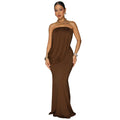 C7797 cross-border  new women's bandeau drape mermaid maxi dress sexy bodycon evening gown