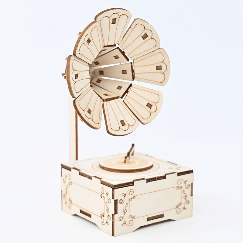Phonograph Music Technology Small Production Invention Creative Experimental Physics Wooden Splicing DIY Handmade STEAM Material