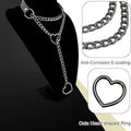 European and american new lariat heart necklace o-ring sliding chain necklace hip hop punk rock stainless steel pendant