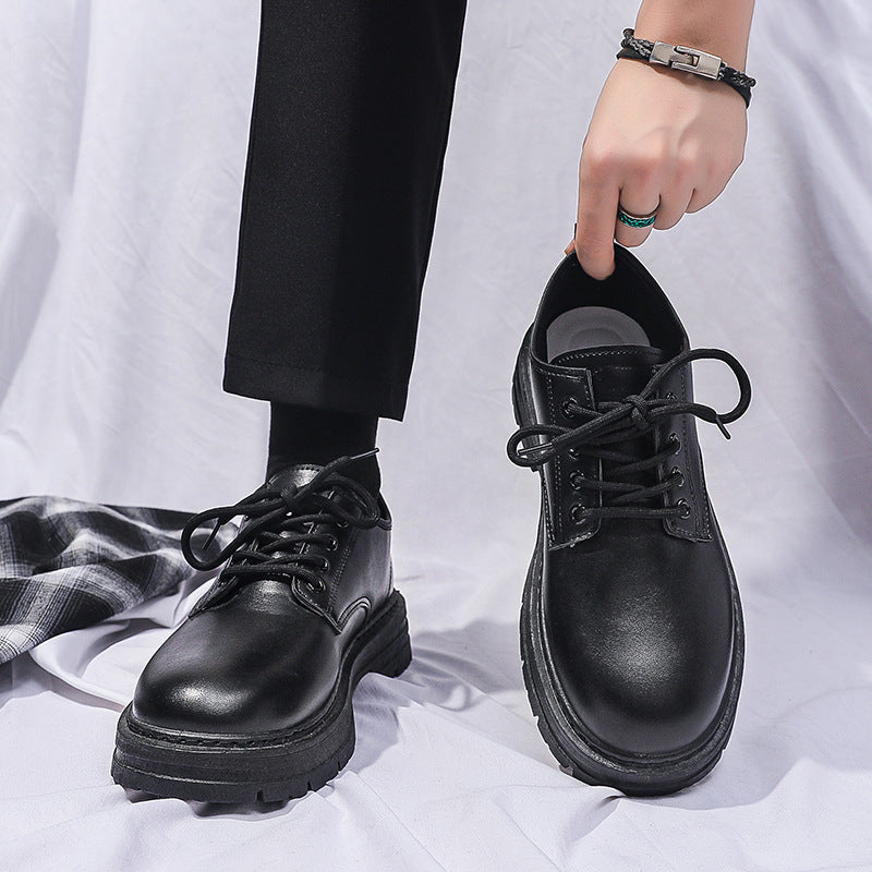 Spring new arrivals: soft leather, soft sole, round toe, breathable, trendy casual leather shoes - business formal, fashionable british style, trendy men's shoes