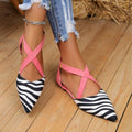 new european and american pointed-toe crossover strap low heel sandals - women's plus size hollow-out flat pointed-toe sandals for export